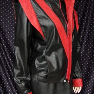 Black & Red Leather Sportcycle, Glam Rock Jacket